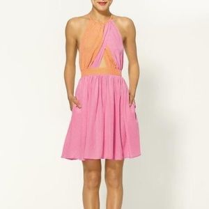 Juicy Couture Pink & Orange Silk Halter Dress